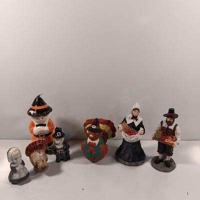 Thanksgiving table decorations and Vintage wax candle figures