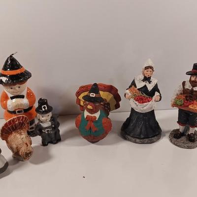 Thanksgiving table decorations and Vintage wax candle figures