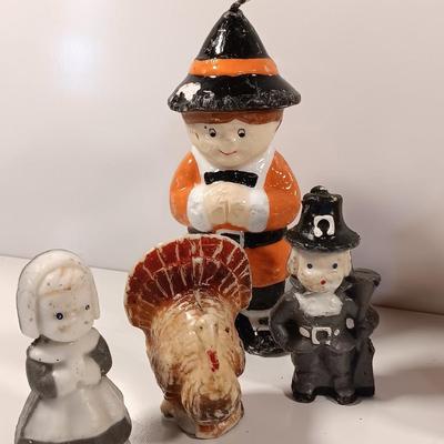 Thanksgiving table decorations and Vintage wax candle figures