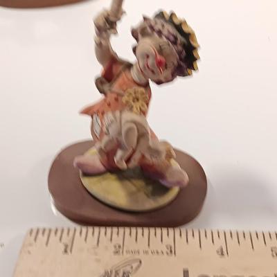 Two Fun Clown Figures SATIS-5 mounted on wooden bases
