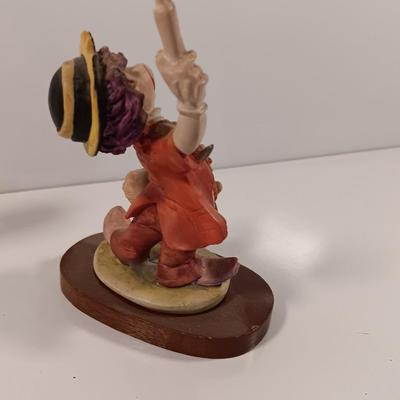Two Fun Clown Figures SATIS-5 mounted on wooden bases