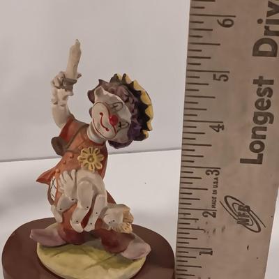 Two Fun Clown Figures SATIS-5 mounted on wooden bases