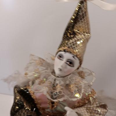 Two Ceramic Mimes / Clown Music boxes