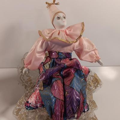 Two Ceramic Mimes / Clown Music boxes
