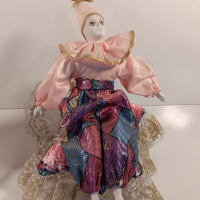 Two Ceramic Mimes / Clown Music boxes