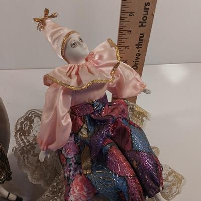 Two Ceramic Mimes / Clown Music boxes