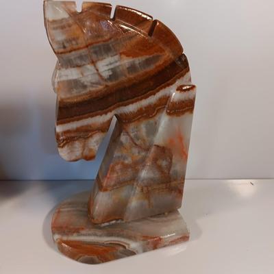 Pair of Vintage Onyx horse head book ends