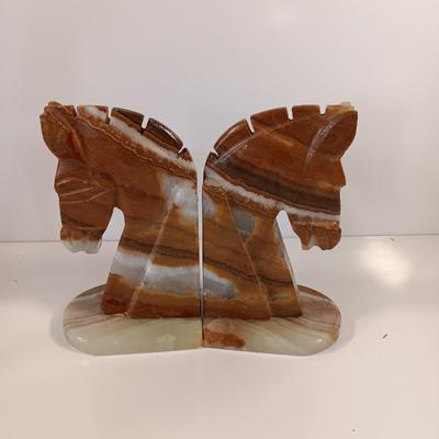 Pair of Vintage Onyx horse head book ends