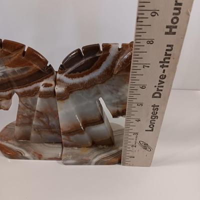 Pair of Vintage Onyx horse head book ends