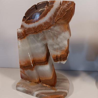Pair of Vintage Onyx horse head book ends