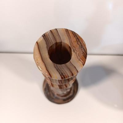 Two Vintage Onyx brown toned vases
