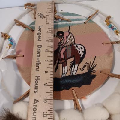 Navajo Sandpainting's End of the trail with colors of Mother Earth Dream Catcher Singed Leo Garcia