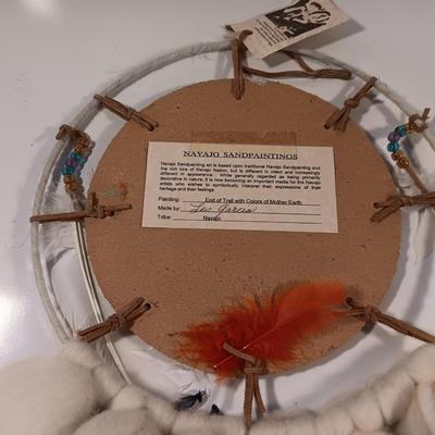 Navajo Sandpainting's End of the trail with colors of Mother Earth Dream Catcher Singed Leo Garcia