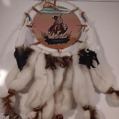 Navajo Sandpainting's End of the trail with colors of Mother Earth Dream Catcher Singed Leo Garcia