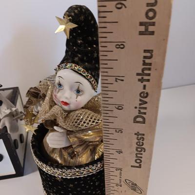 Three vintage Jester clown music boxes