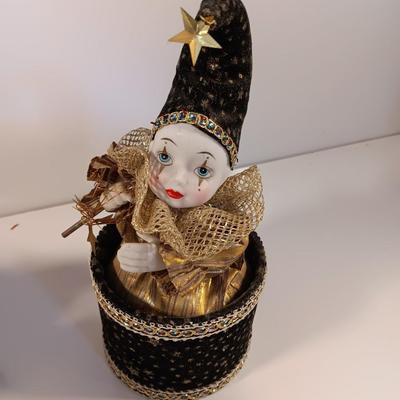 Three vintage Jester clown music boxes