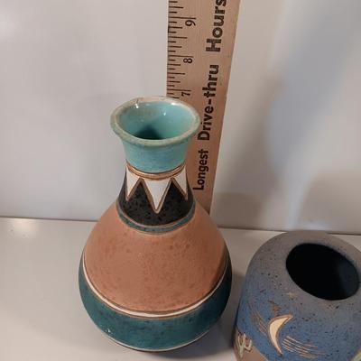 Pottery vase with celestial moon and wolf Southwestern candle shade