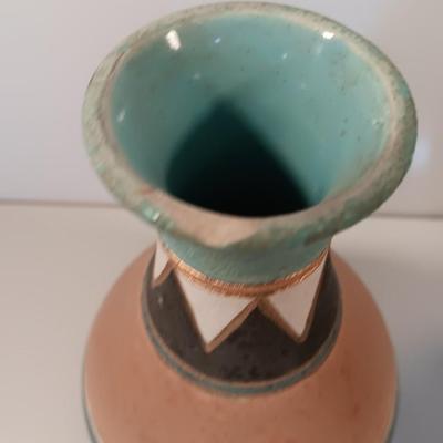Pottery vase with celestial moon and wolf Southwestern candle shade