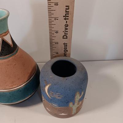 Pottery vase with celestial moon and wolf Southwestern candle shade