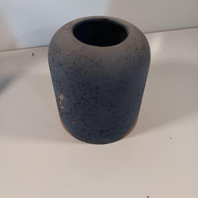 Pottery vase with celestial moon and wolf Southwestern candle shade