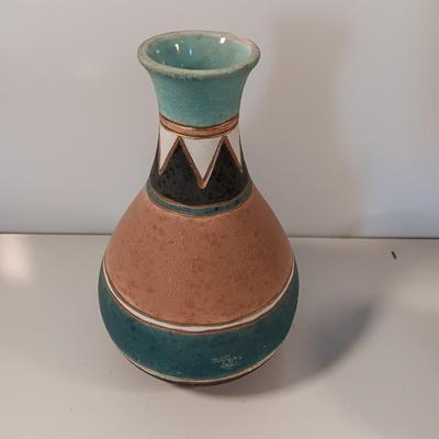 Pottery vase with celestial moon and wolf Southwestern candle shade