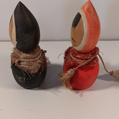 Two Antique Japanese Kokeshi Wooden Dolls