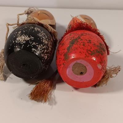 Two Antique Japanese Kokeshi Wooden Dolls