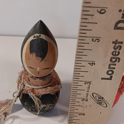 Two Antique Japanese Kokeshi Wooden Dolls