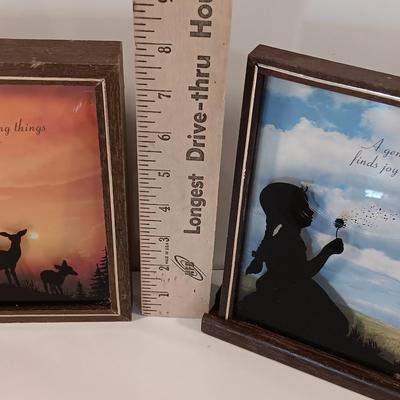 Three Vintage Silhouette Reverse Paintings -Two Wallace & Berrie Shadow art