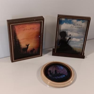 Three Vintage Silhouette Reverse Paintings -Two Wallace & Berrie Shadow art