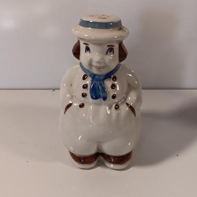 Vintage Shawnee Jack and Jill Large Salt and Pepper Shakers and Mrs. Butterworth's Syrup brown bottle