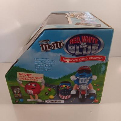 Collectible M&M Red, White & Blue Motorcycle candy dispenser