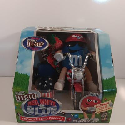 Collectible M&M Red, White & Blue Motorcycle candy dispenser