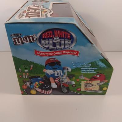 Collectible M&M Red, White & Blue Motorcycle candy dispenser