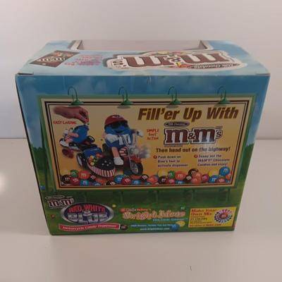 Collectible M&M Red, White & Blue Motorcycle candy dispenser