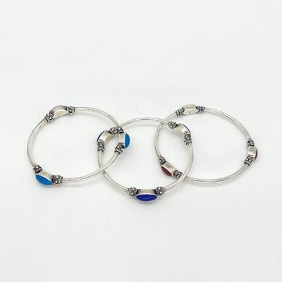 925 ~ Trio (3) ~ 9â€ Bangle Bracelets
