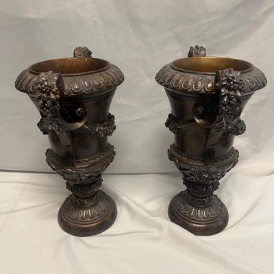 Pair of Elior Handled Decorative Urns (B2-MG)
