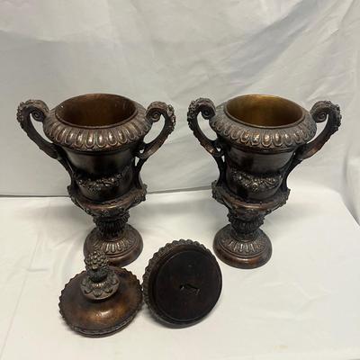Pair of Elior Handled Decorative Urns (B2-MG)