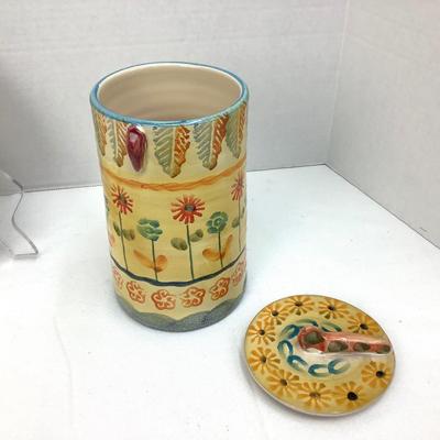 942 Italian Cat Pottery Covered Canister & Crab Plate