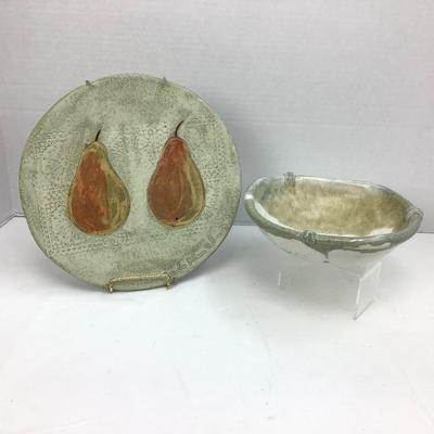 947 Artisan Made Pear Wall Plaque & Bowl
