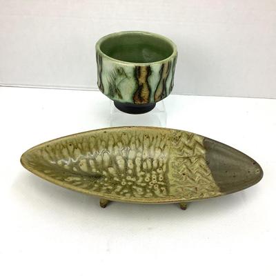 948 Mid Century Modern Shades of Green Nude Figural Art Pottery