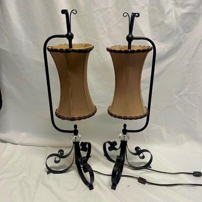 Pair of Decorative Unique Black Metal Table Lamps (B2-MG)