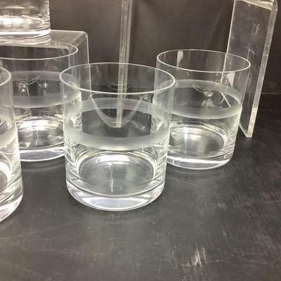 952 Set of Glass Rocks Glasses with Frosted Band