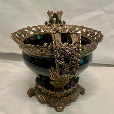 Brass & Porcelain Centerpiece Bowl (B2-MG)