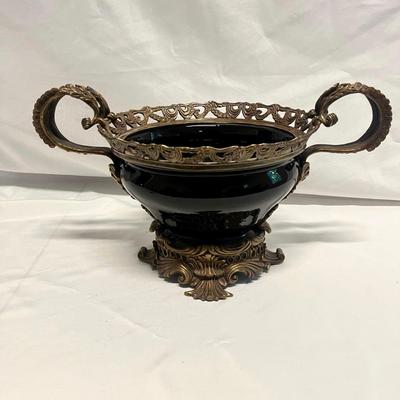 Brass & Porcelain Centerpiece Bowl (B2-MG)