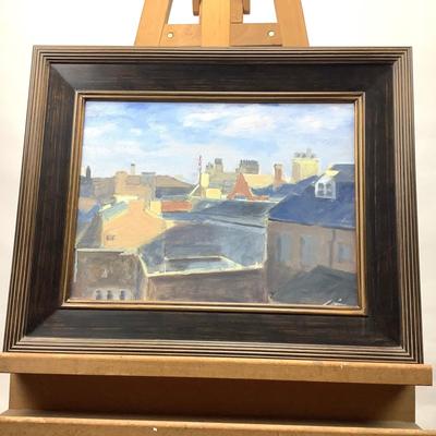 957 Original Acrylic Painting of Rooftops in the Morning by David Grafton