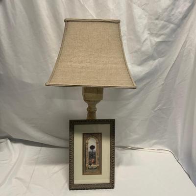 Table Lamp & Framed Artwork (B2-MG)