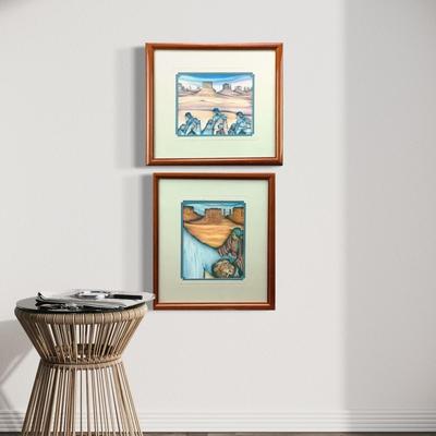 966 Southwestern Theme Double Matted Framed Prints