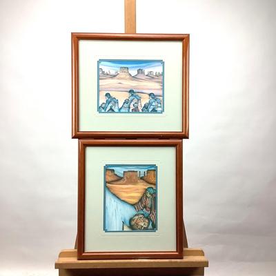 966 Southwestern Theme Double Matted Framed Prints