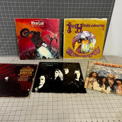 VINTAGE Rock Albums: Jimmy Hendrix, Meatloaf, Arrow Smith & Van Halen, (5) 